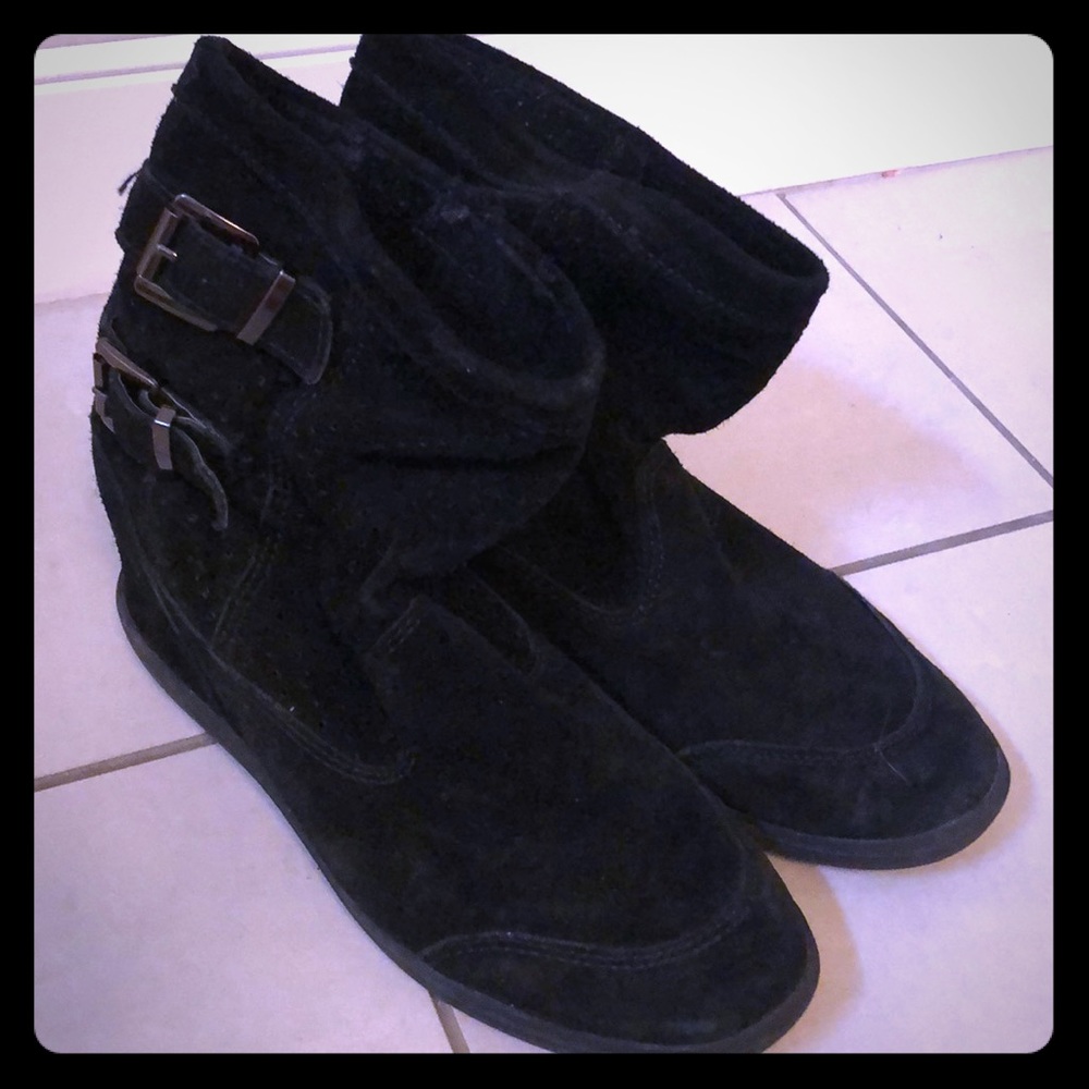 Black suede booties